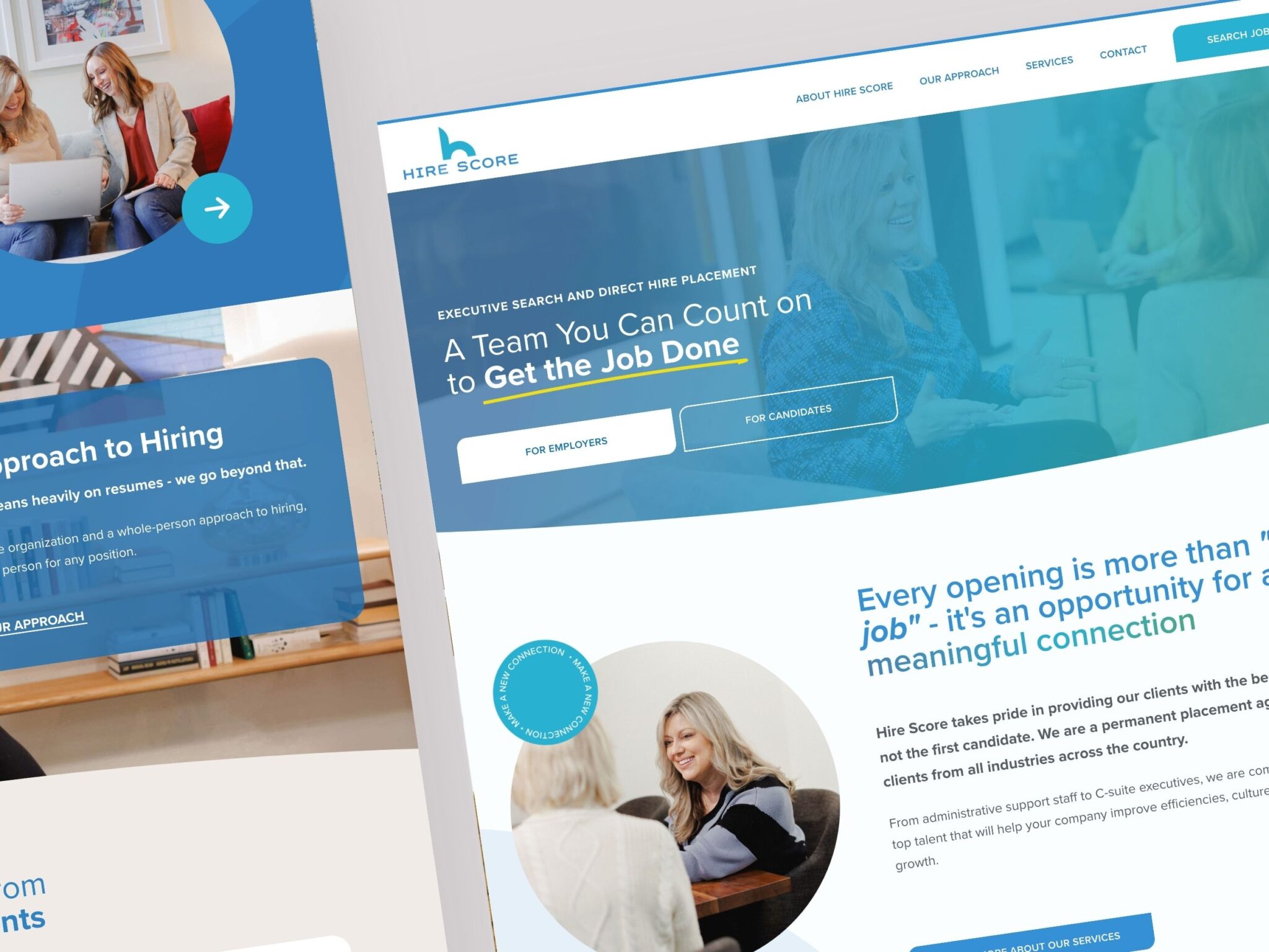 Hire Score executive search website homepage design