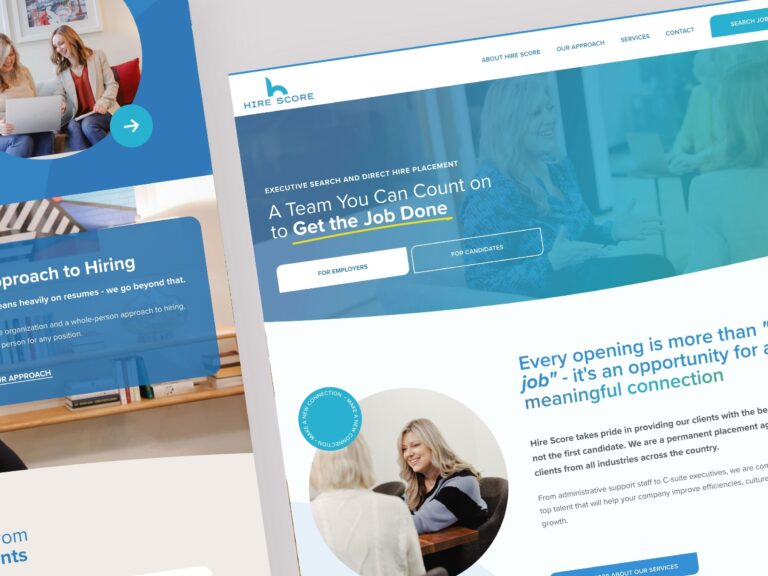 Hire Score executive search website homepage design