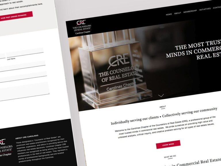 CRE Carolinas Chapter website with glass award