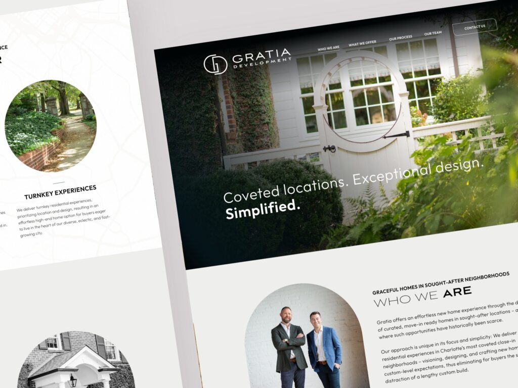 Real estate development website homepage with luxury home