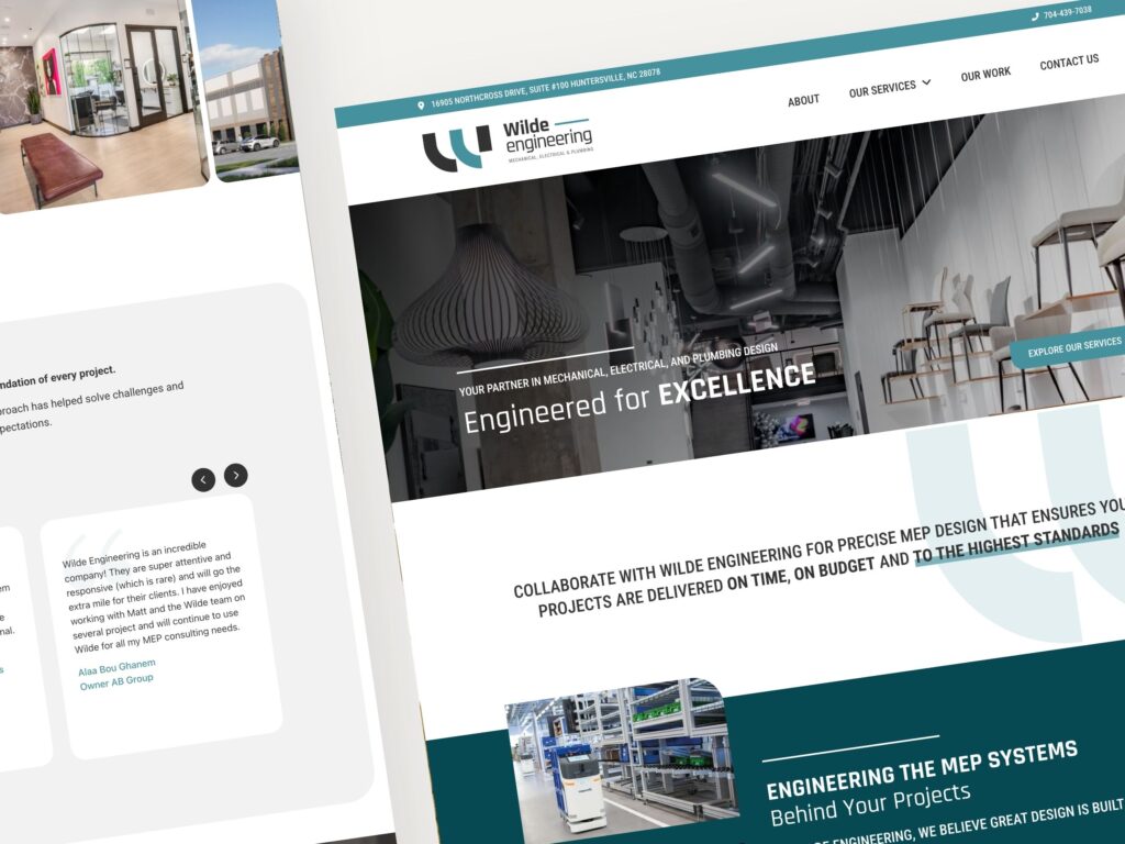 Wilde Engineering website design homepage mockup
