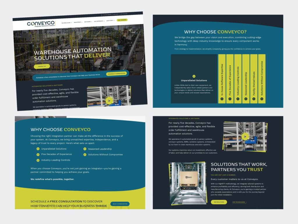 Conveyco warehouse automation website design mockup