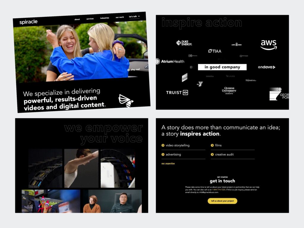Spiracle video production agency website design preview