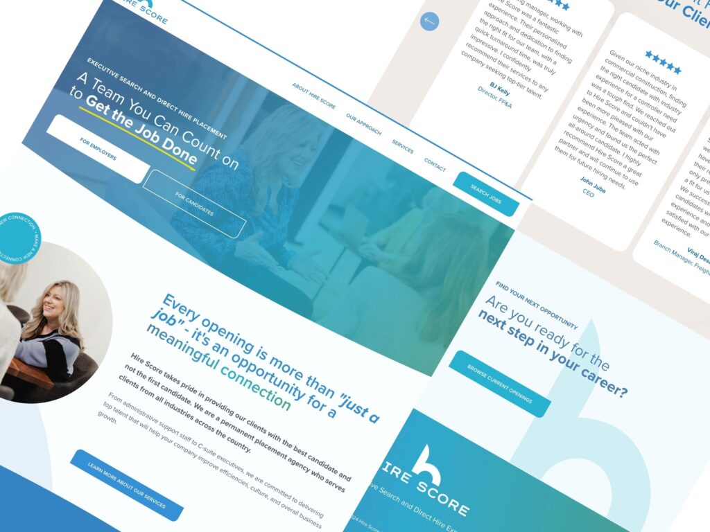 Executive search and hiring website homepage design