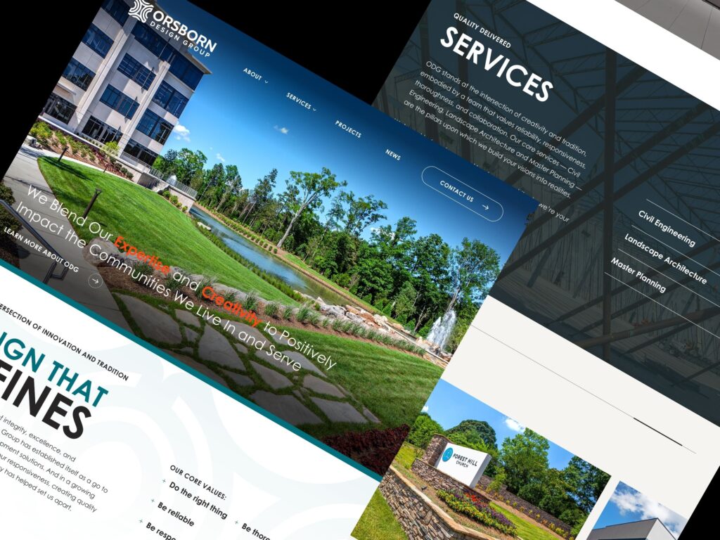 Engineering and landscape architecture website design layout