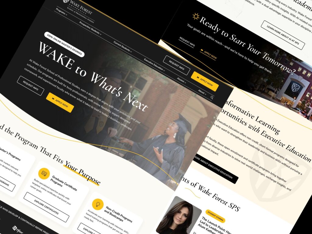 Wake Forest University SPS website design mockups