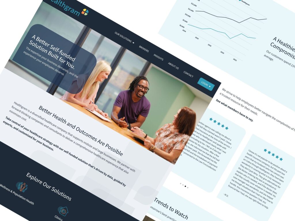 Healthgram healthcare website homepage design mockup