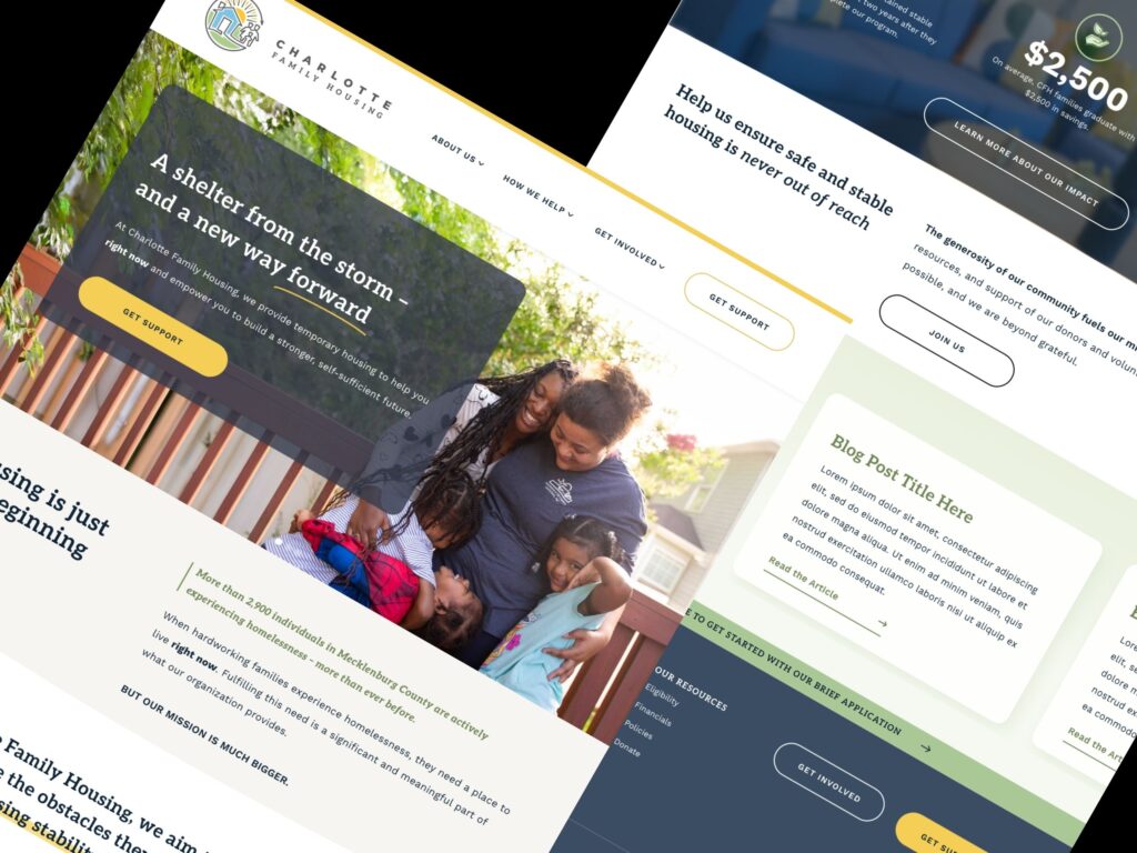 Charlotte Family Housing nonprofit website homepage design