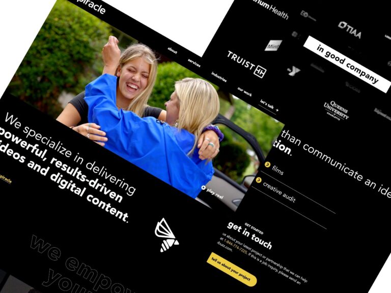 Creative agency website featuring joyful client moment