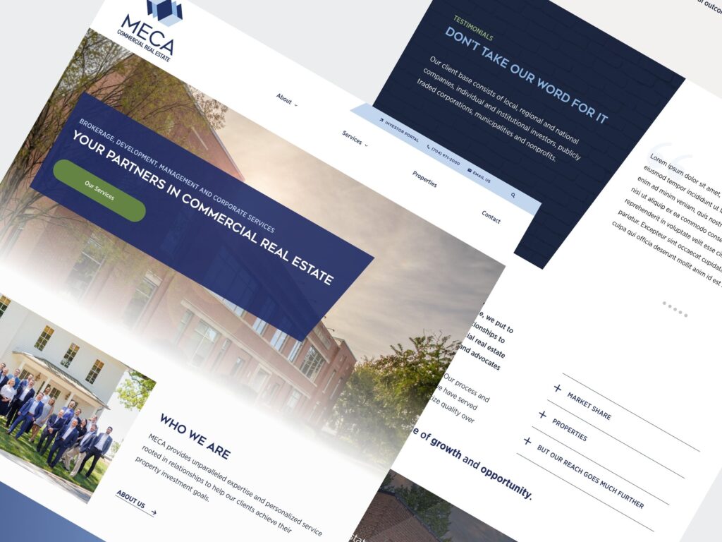 Commercial real estate website design layout preview