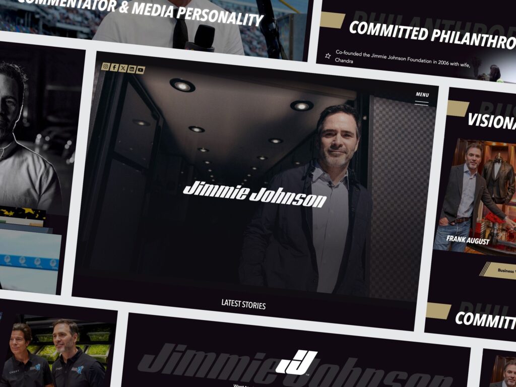 Collage featuring Jimmie Johnson website