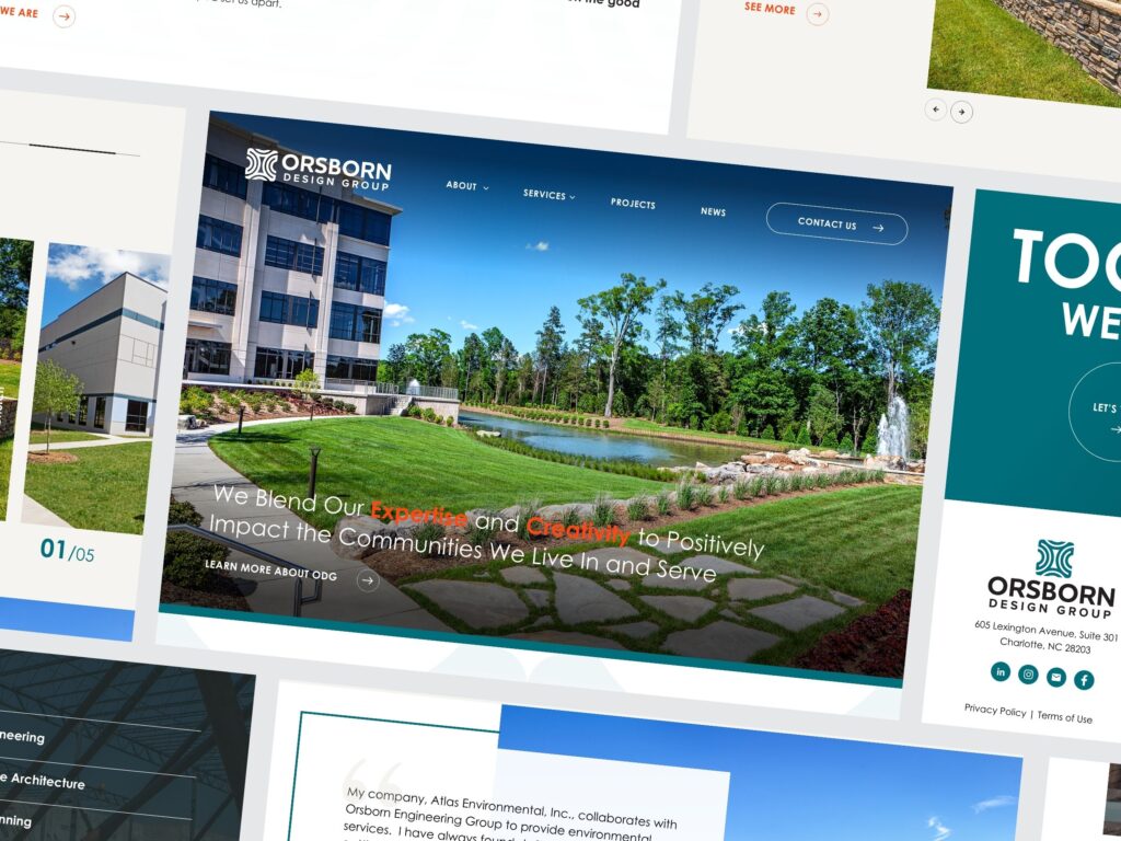 Orsborn Design Group website with office building landscape