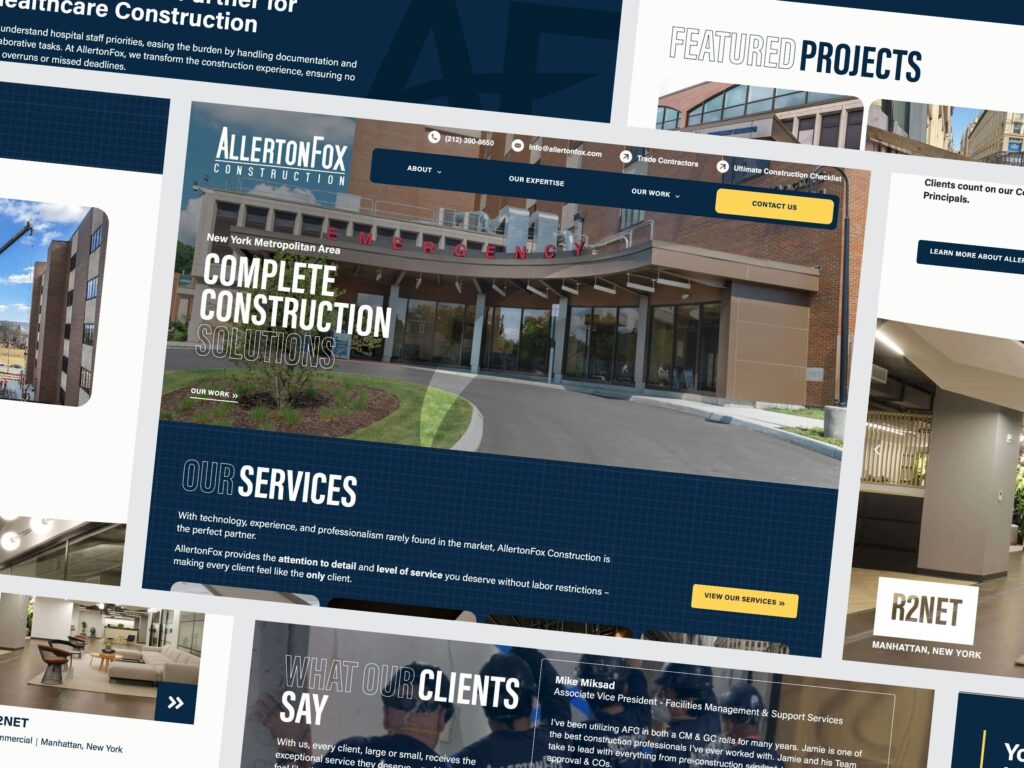 Healthcare construction company website homepage design