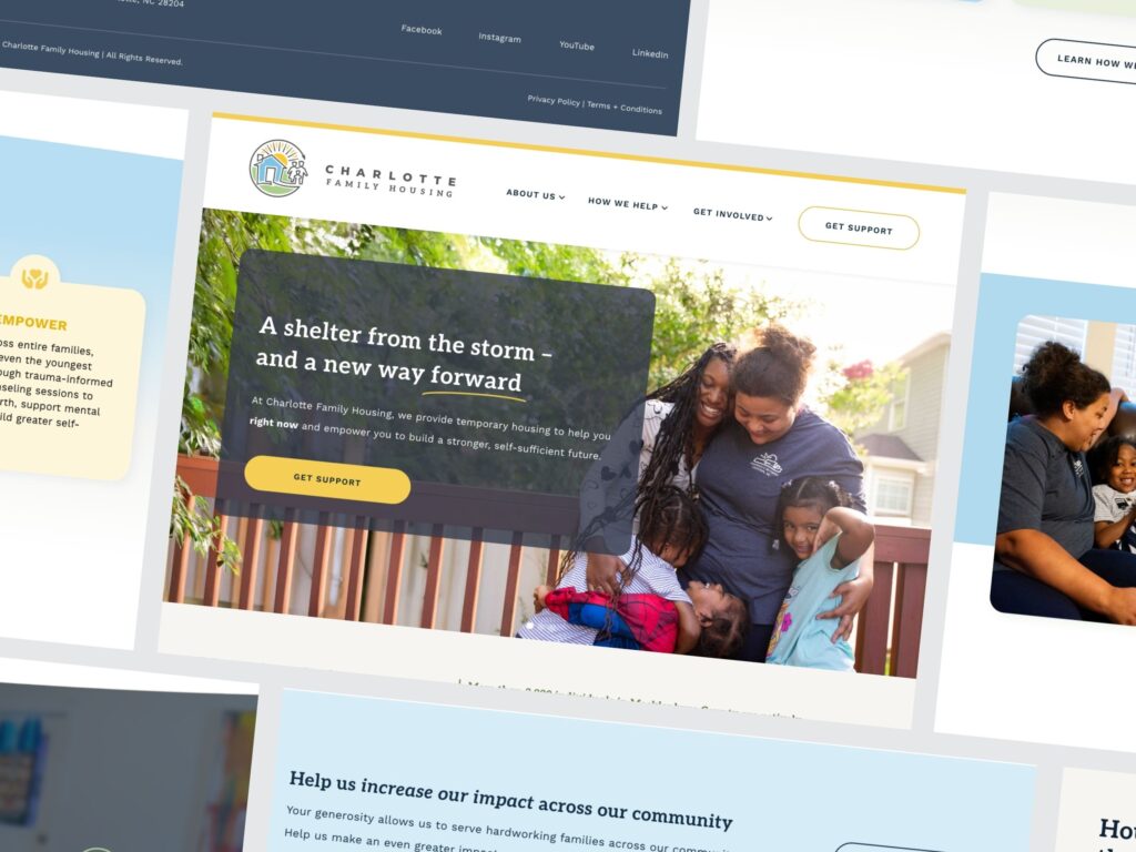 Charlotte Family Housing website homepage with family photo