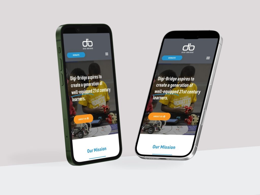 Digi-Bridge website displayed on two smartphones