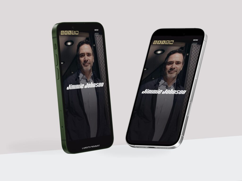 Smartphones displaying Jimmie Johnson website interface