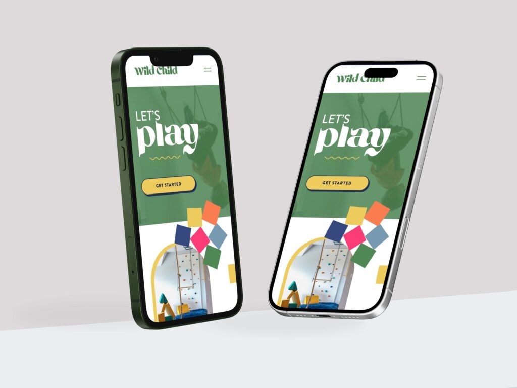Two smartphones displaying Wild Child play app