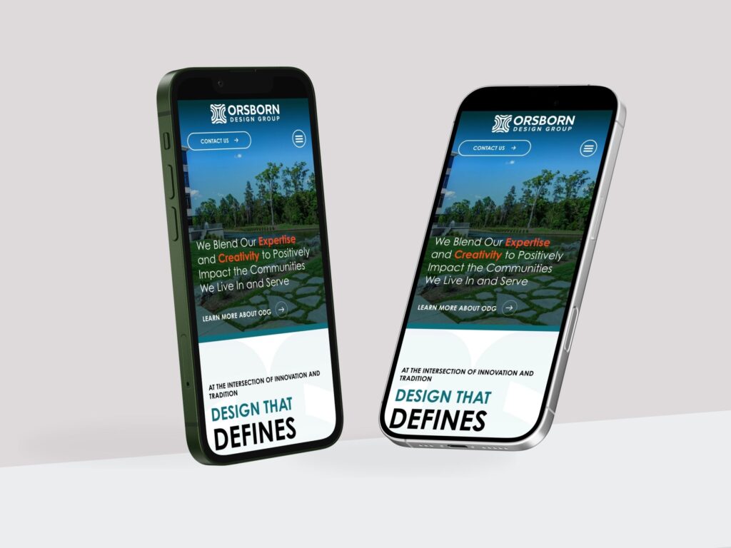 Two smartphones displaying Orsborn Design Group website