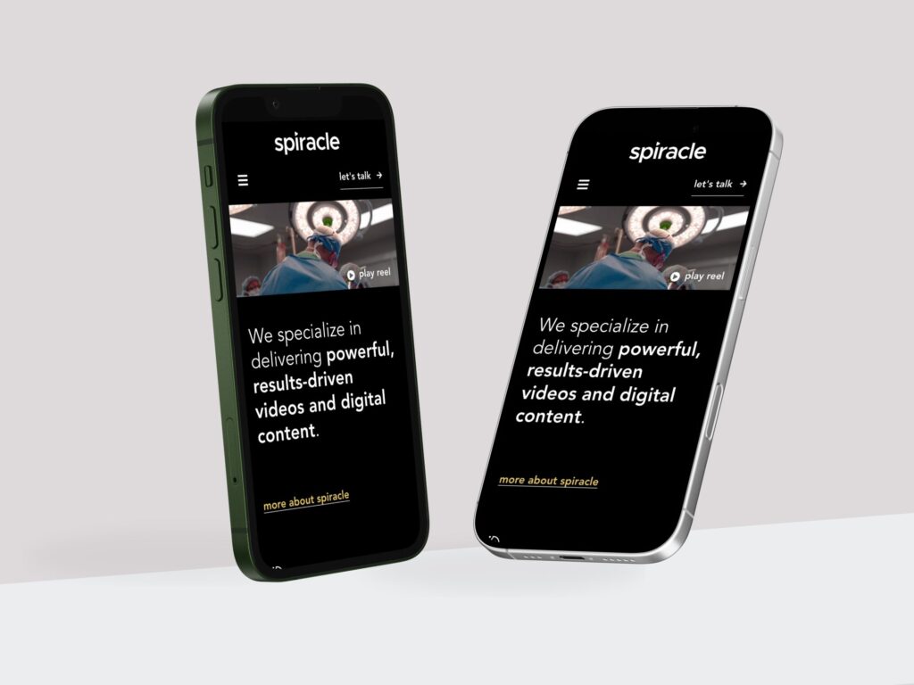 Smartphones displaying Spiracle digital content website design