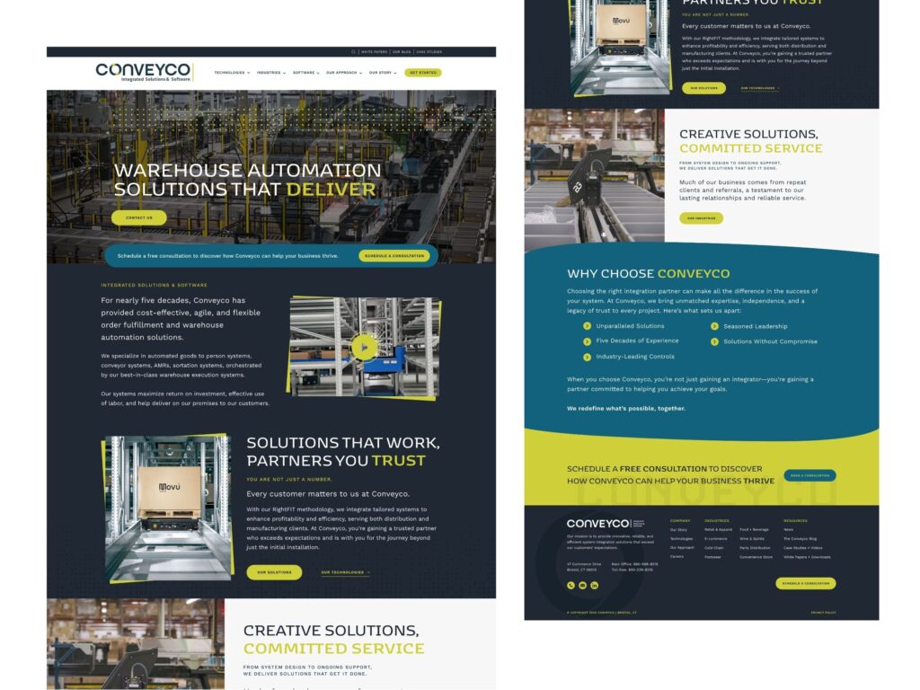 Conveyco warehouse automation website homepage design