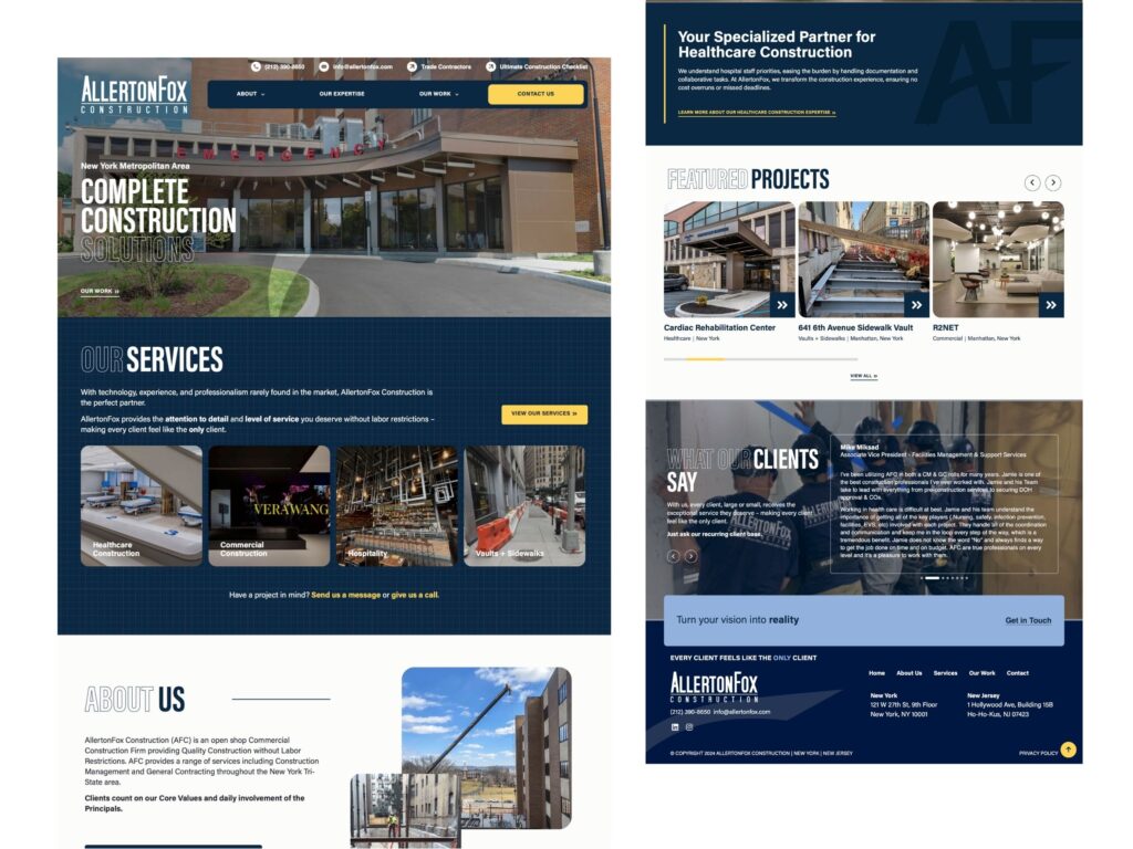 AllertonFox Construction company website homepage design