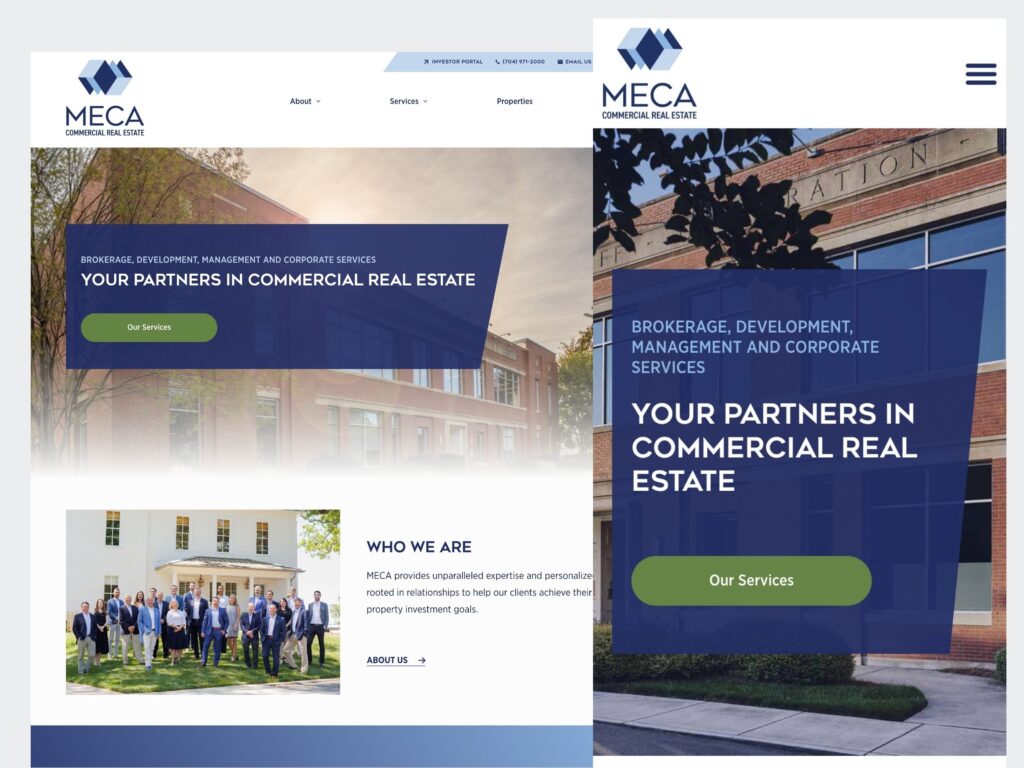 MECA Commercial Real Estate website homepage banner