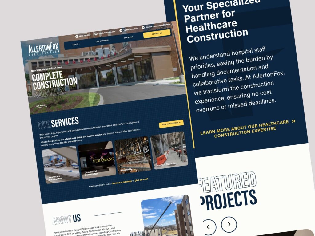 Healthcare construction company website design preview