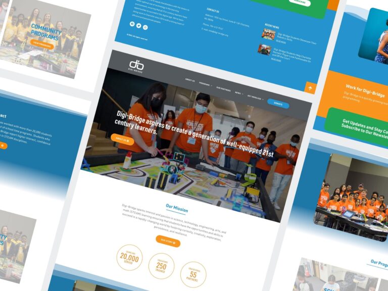 Digi-Bridge website featuring students in robotics program