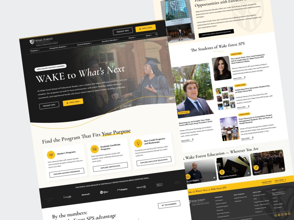 Wake Forest University School of Professional Studies website homepage