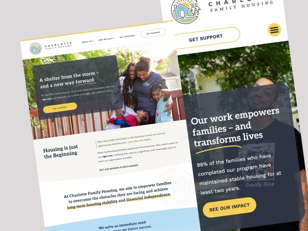 Charlotte Family Housing website design with family imagery