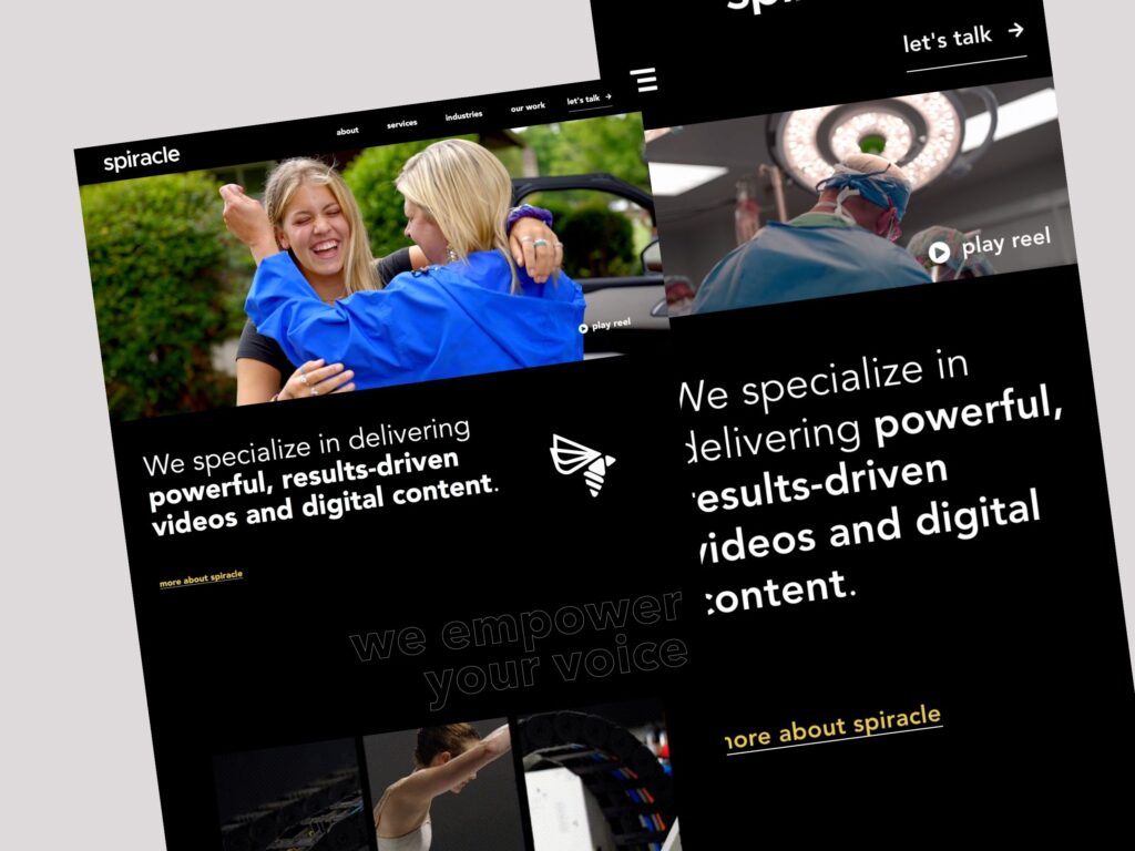 Spiracle website showcasing video production services