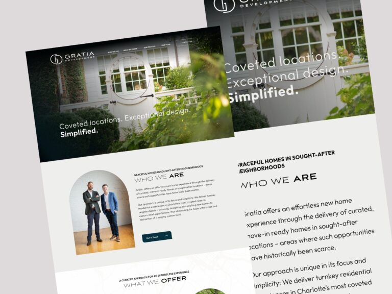 Real estate website design mockup with homepage layout