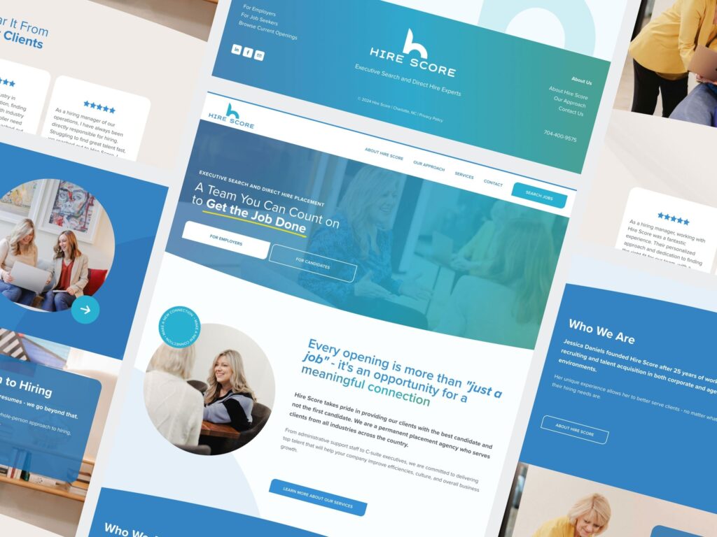 Hire Score executive search website design layout