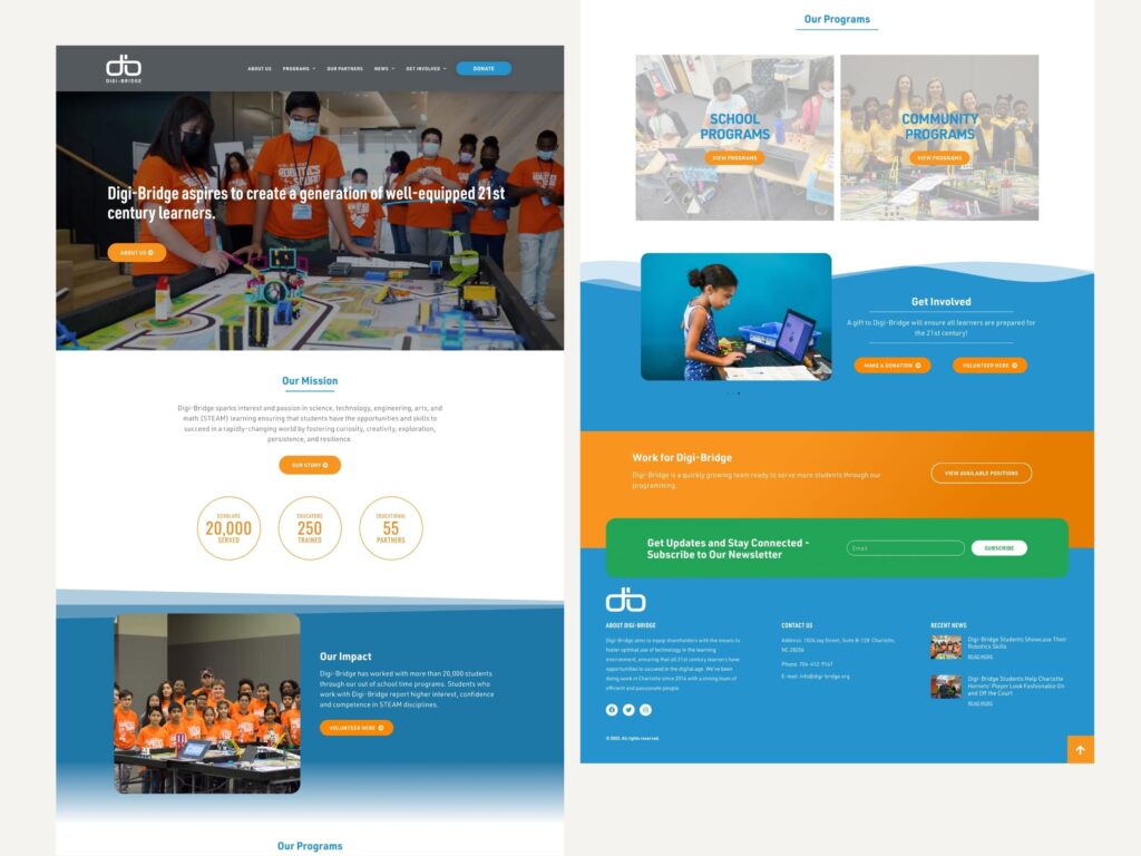 Digi-Bridge nonprofit education website homepage screenshot
