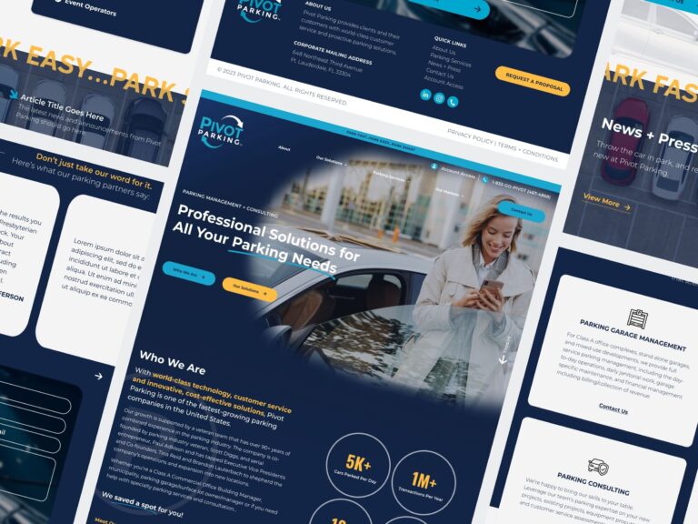 Pivot Parking website design mockup collage