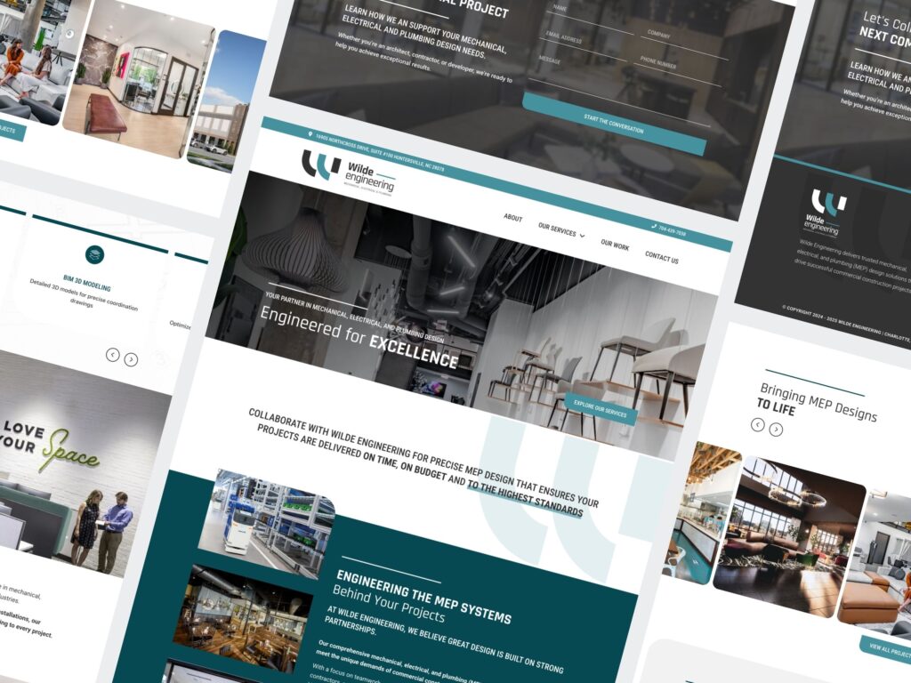 Wilde Engineering website design mockup collage