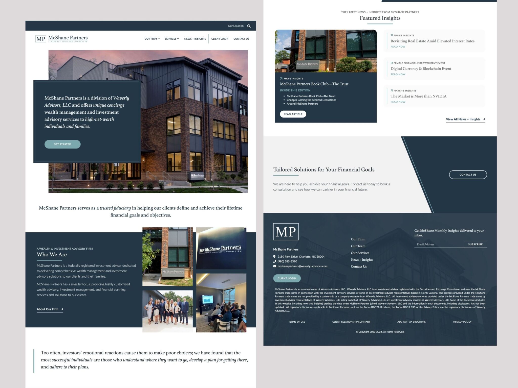McShane Partners wealth management website homepage design