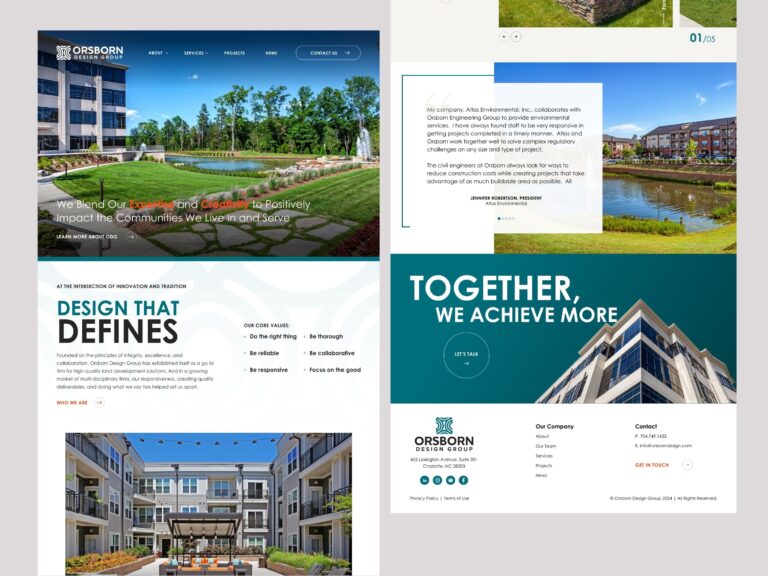 Orsborn Design Group website homepage layout