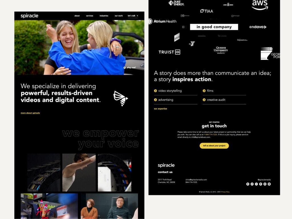 Spiracle media agency website homepage design