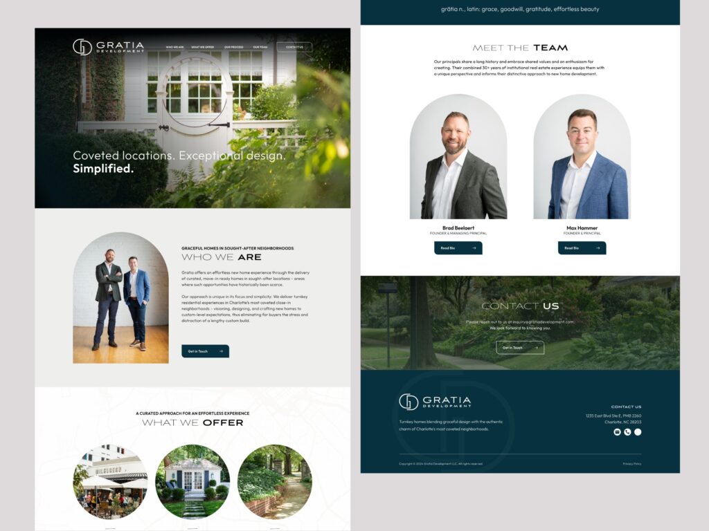 Gratia Development real estate website homepage design