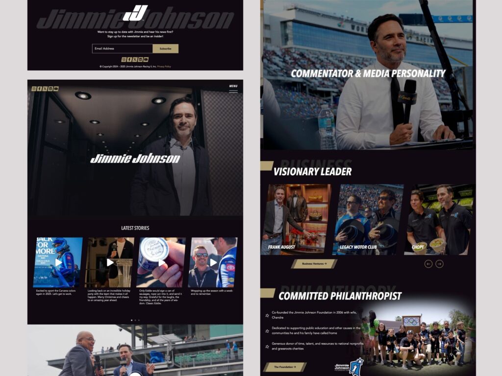 Jimmie Johnson personal website homepage collage