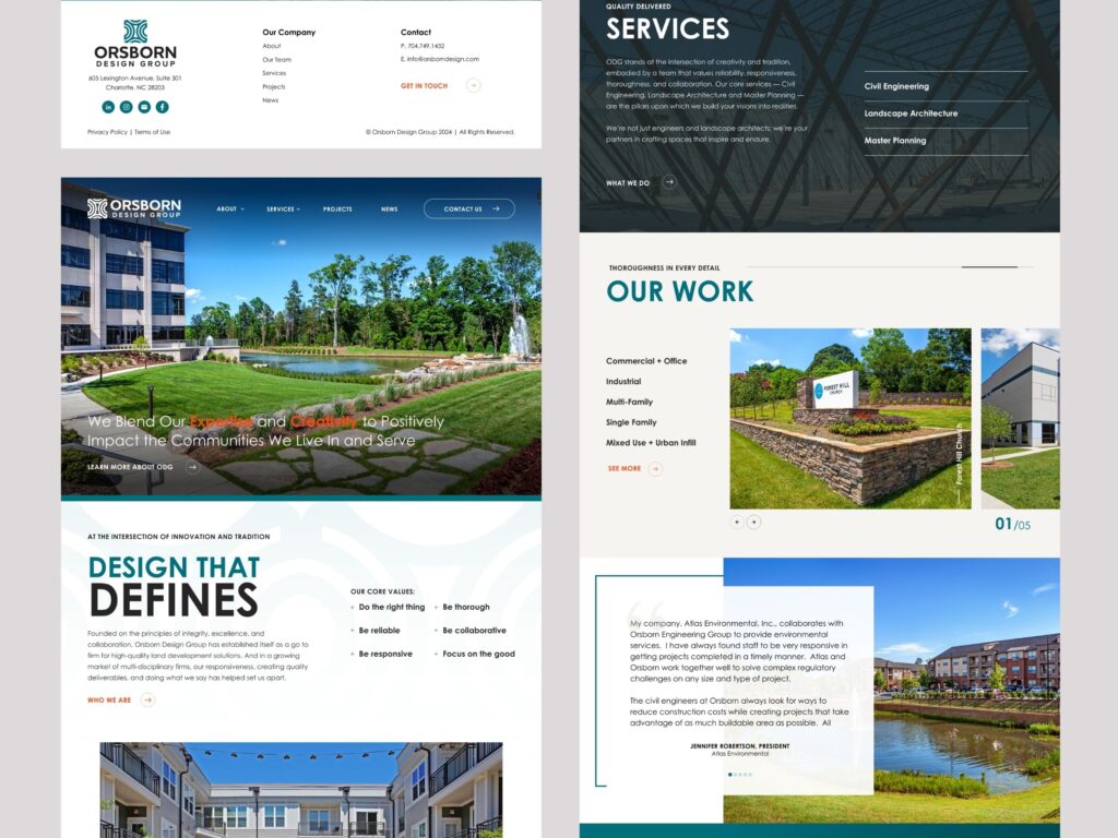 Orsborn Design Group website showcasing services and projects