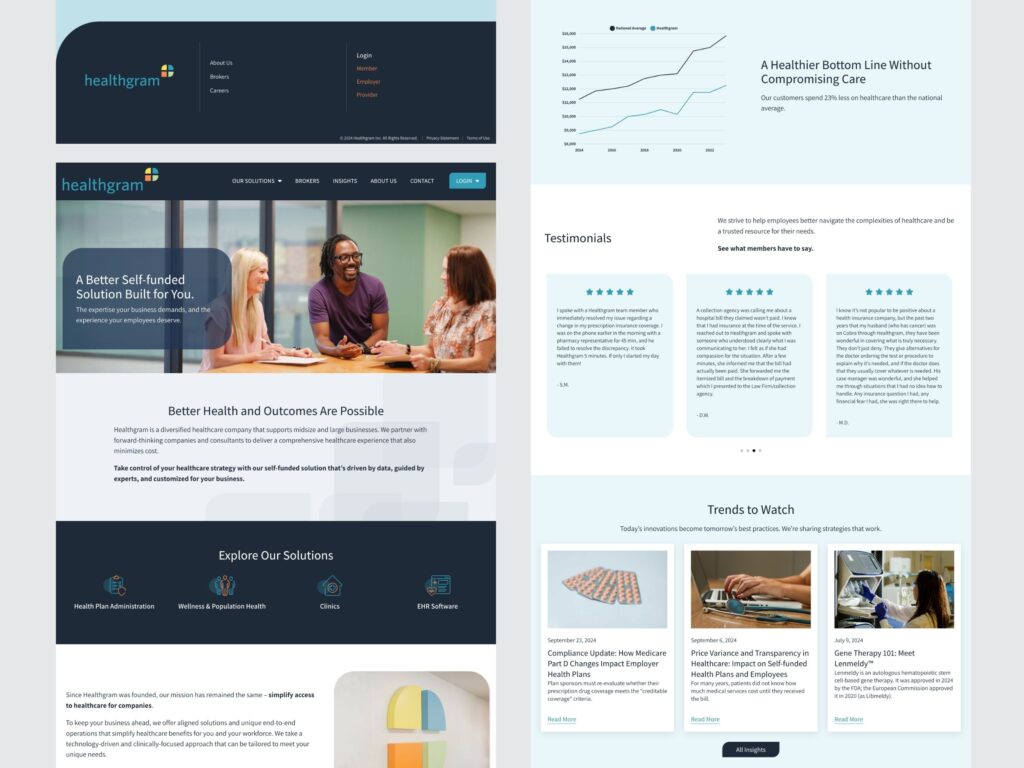 Healthgram healthcare solutions website homepage layout