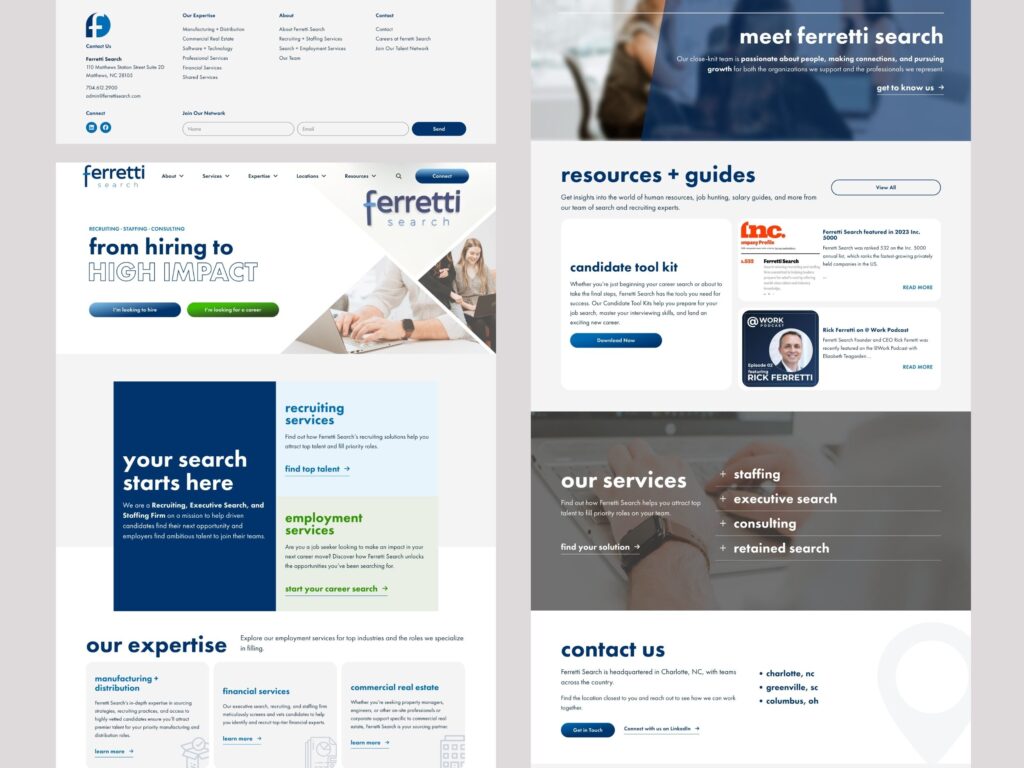 Ferretti Search recruiting and staffing website homepage