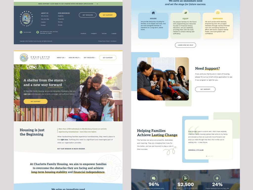 Charlotte Family Housing nonprofit website homepage design