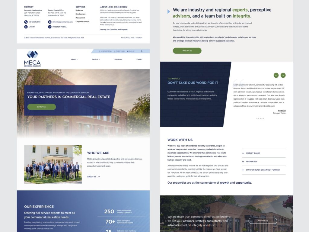 MECA Commercial Real Estate website homepage design