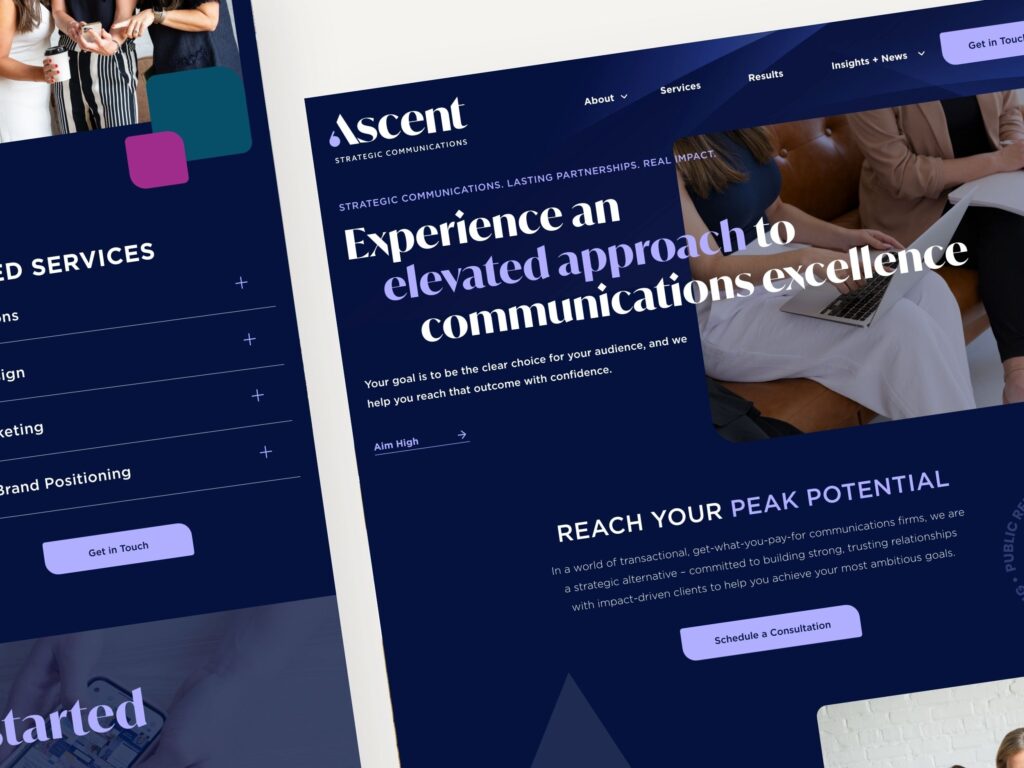 Ascent Strategic Communications homepage design preview.