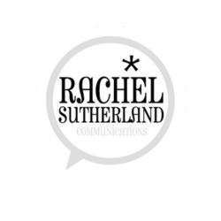 Rachel Sutherland Communications logo in speech bubble.
