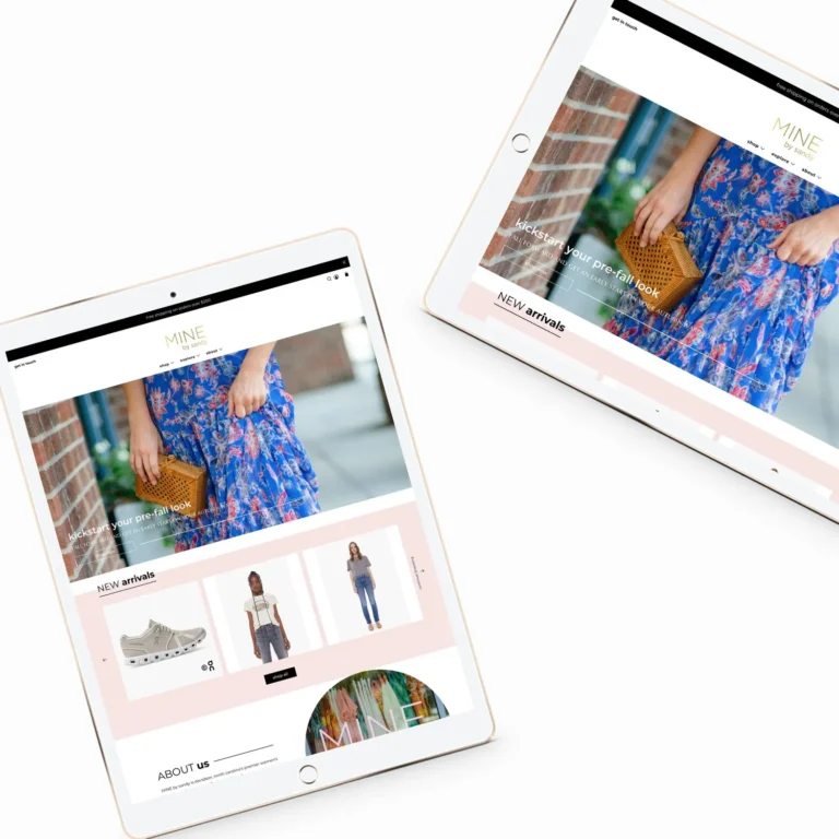Tablets displaying fashion online store website