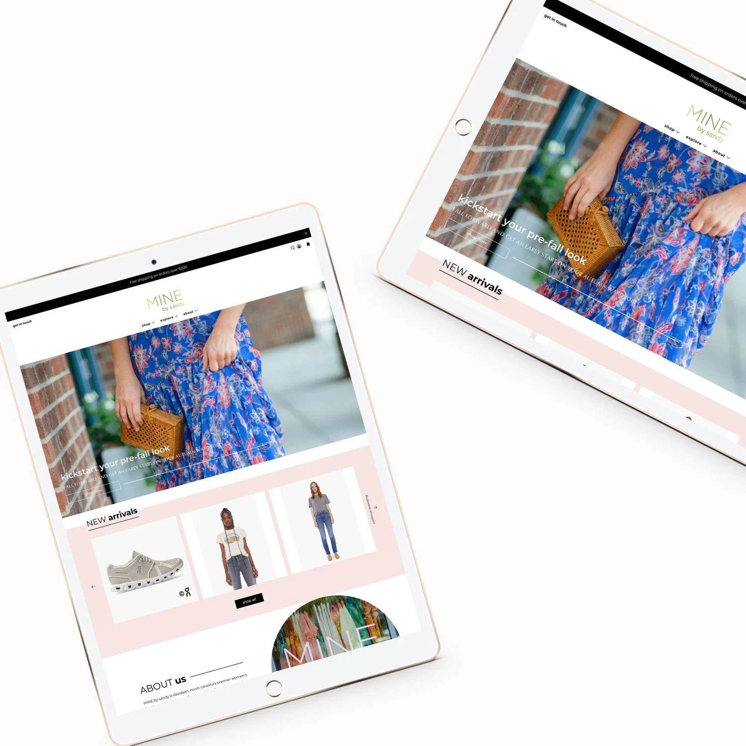 Tablets displaying fashion online store website